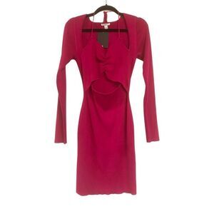 Hot Pink Cut Out Sweater Dressing